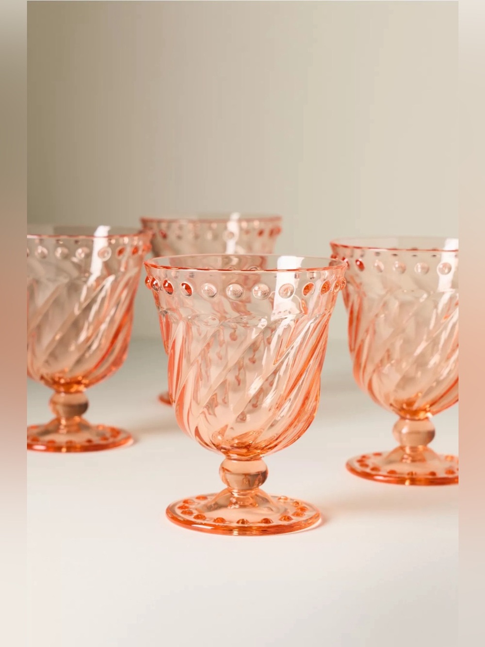 NEW Anthropologie Esther Acrylic Goblets, Set of 4, Peach